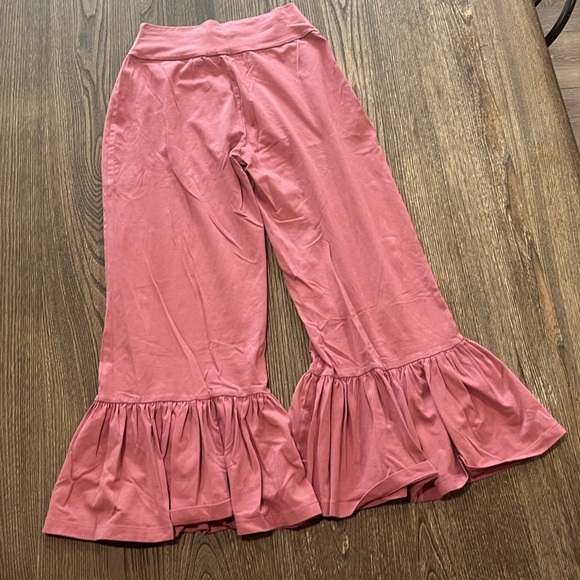 Matilda Jane Big Ruffle Crop Pants Pull On Stretch Wide Leg Trousers Pink Small - Picture 5 of 5